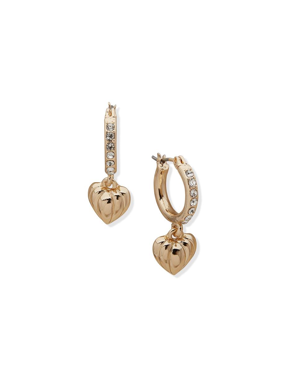 Earring Anne Klein Pave Hoop with Heart Drop Pierced   | ZSC-7303859